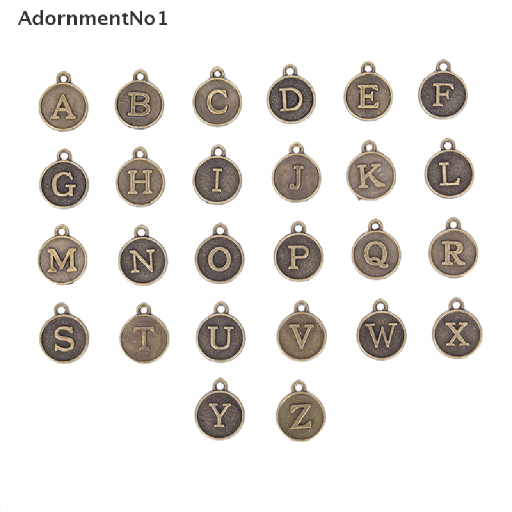 (AdornmentNo1) 26pcs / Set Liontin Huruf Alfabet A-Z Untuk Kerajinan Tangan DIY