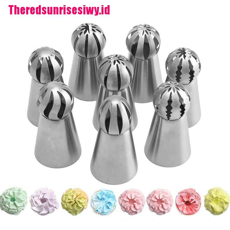 8 Pcs Nozzles Bentuk Bunga Rusia Bahan Stainless Steel Untuk Dekorasi