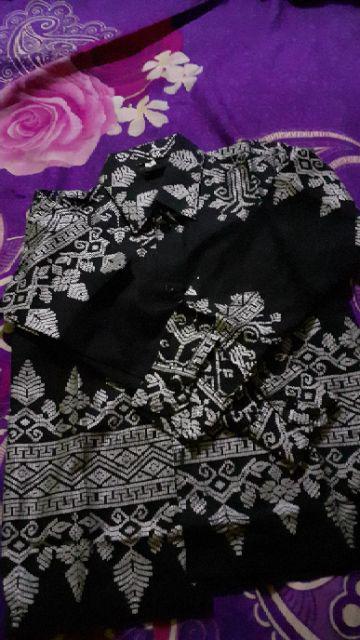 Batik Couple Sania Ruffle Batik Couple Keluarga Motif Sakura Biru