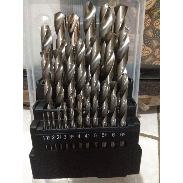 mata bor besi set 25 pcs 1-13 mm drill set mollar