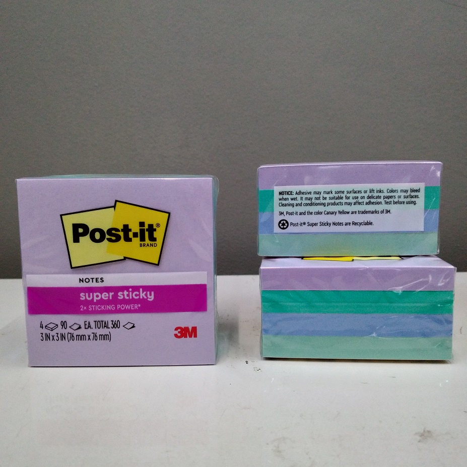 

klm 3M Post It Super Sticky Notes 654-4SS-BLU Blue 3 inch x 3 inch