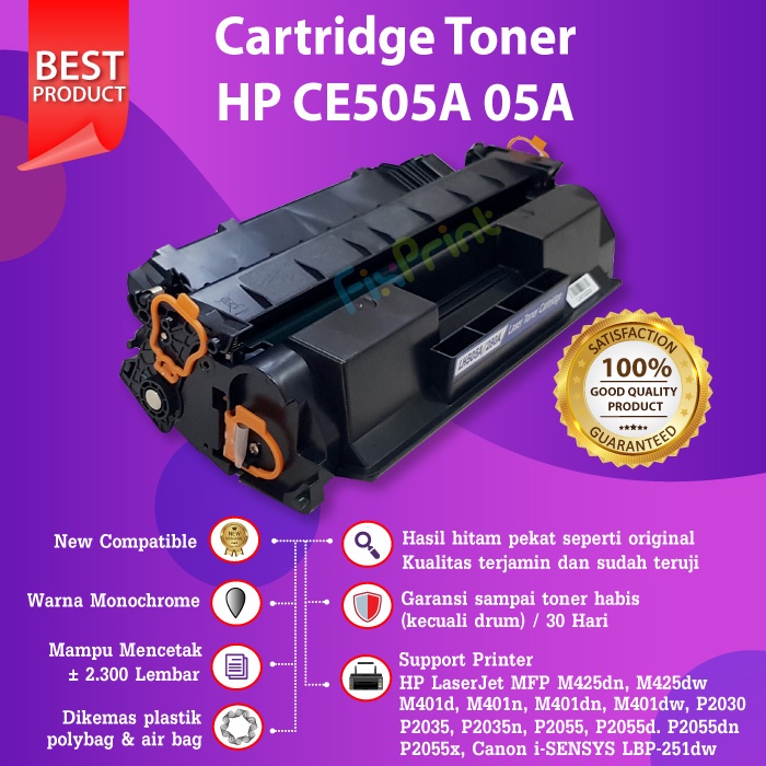 Cartridge Toner HP 80A CF280A 05A CE505A Compatible Tinta Printer P2035n P2055 M425dn M425dw M401dn