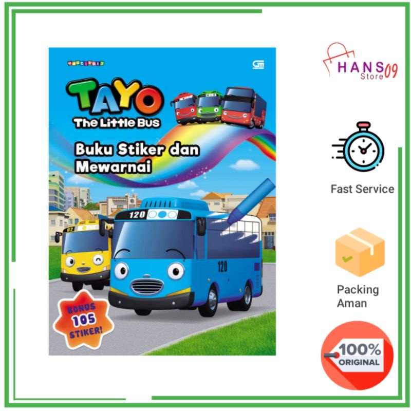 Tayo The Little Bus: Buku Stiker Dan Mewarnai