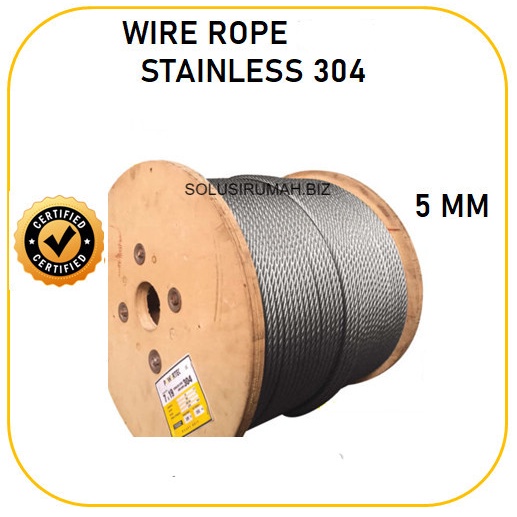 WIREROPE STAINLESS ss 304 tebal 5 MM 5mm SLING SELING KAWAT wire rope