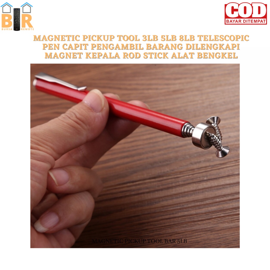 MAGNETIC PICKUP TOOL 3LB 5LB 8LB TELESCOPIC DILENGKAPI MAGNET KEPALA ROD STICK ALAT BENGKEL