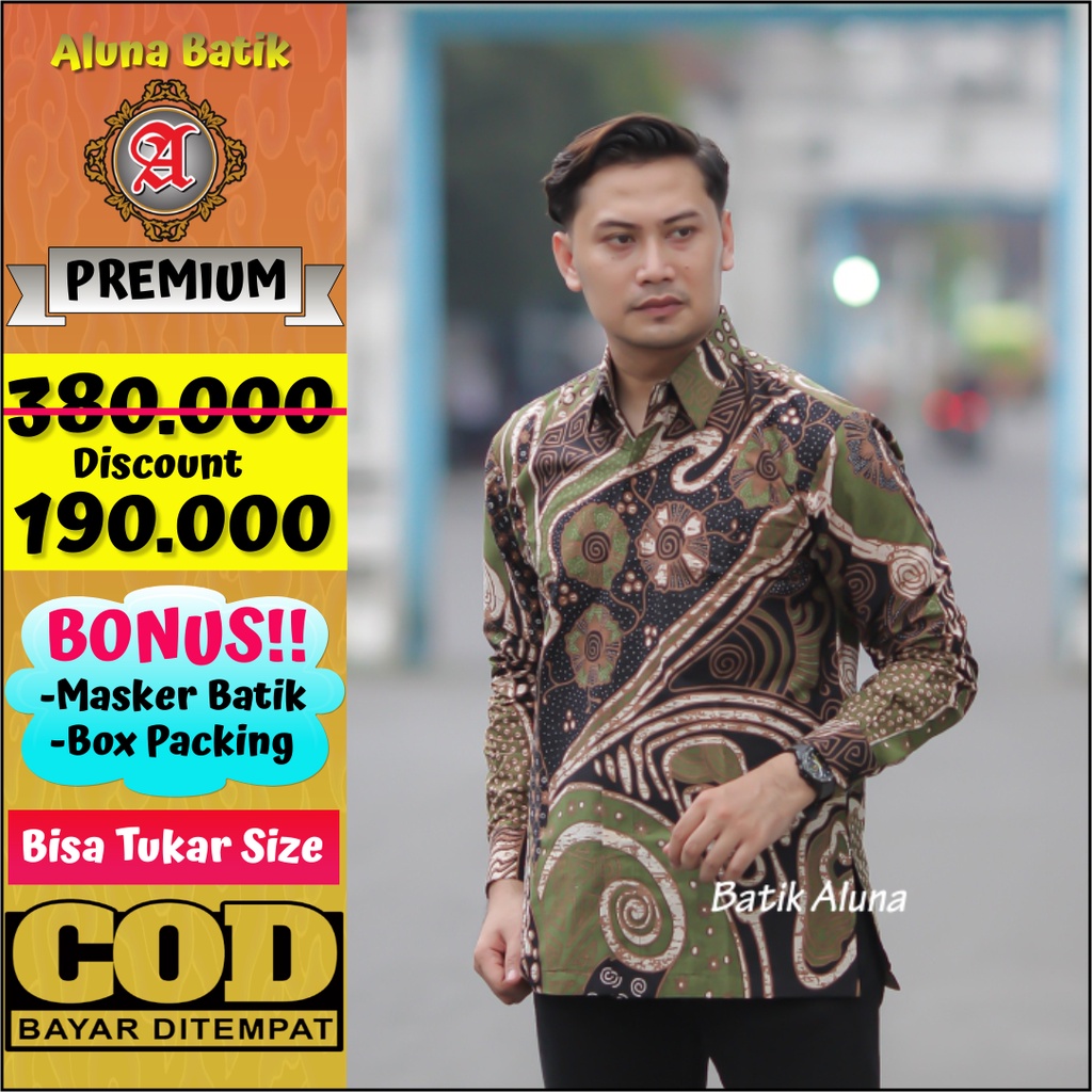 Batik Kaisar Premium Pria Lengan Panjang Kemeja Slimfit Produksi Batik Aluna PCW079