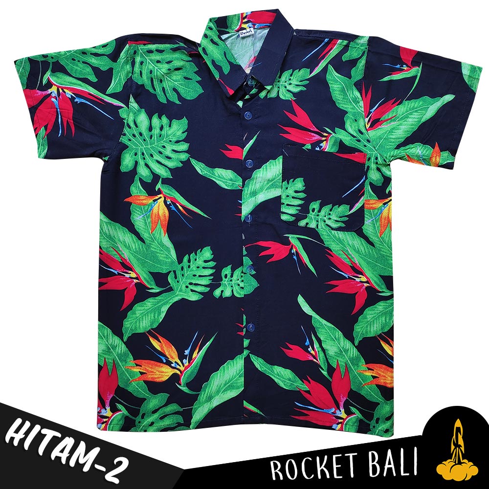 Kemeja Pantai Khas Bali - Baju Pantai Cowo - Baju Motif Bunga-bunga Hawai