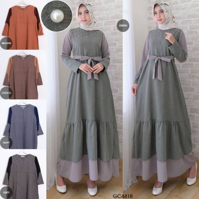 GAMIS CANTIK FAMBI PEARL FIT TO L GAMIS WANITA BUSANA MUSLIM FASHION TERBARU REALPICT