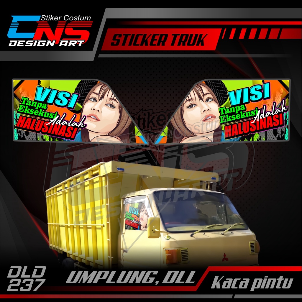 Stiker Kaca Pintu Depan Truk TEPAK/UMPLUNG Custom Foto Cewek Cantik Hijab Vector Seksi Bisa Request 