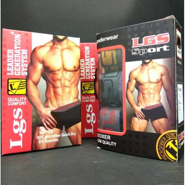 Celana Boxer Pria LGS  646 ISI 3Pcs|Celana Boxer LGS SPORT