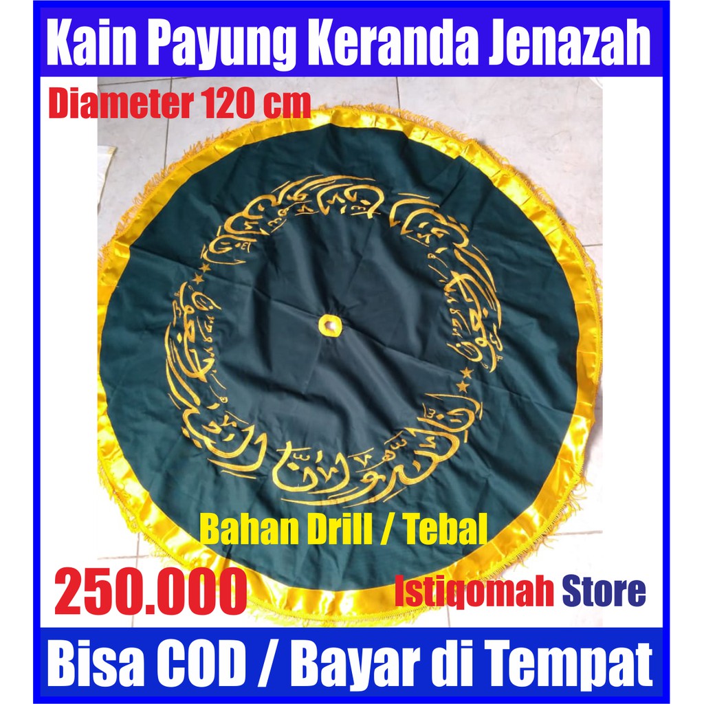 PROMO Kain Payung untuk Keranda Jenazah Warna Hijau Tua Bahan American Drill Full Bordir TERLARIS