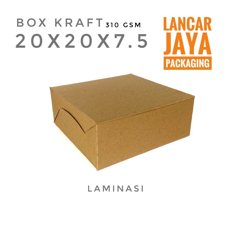 LAMINASI Box Kraft Dos Coklat Kotak Roti Kue Snack Cake Hampers Gift Box Ukuran 20x20x7.5