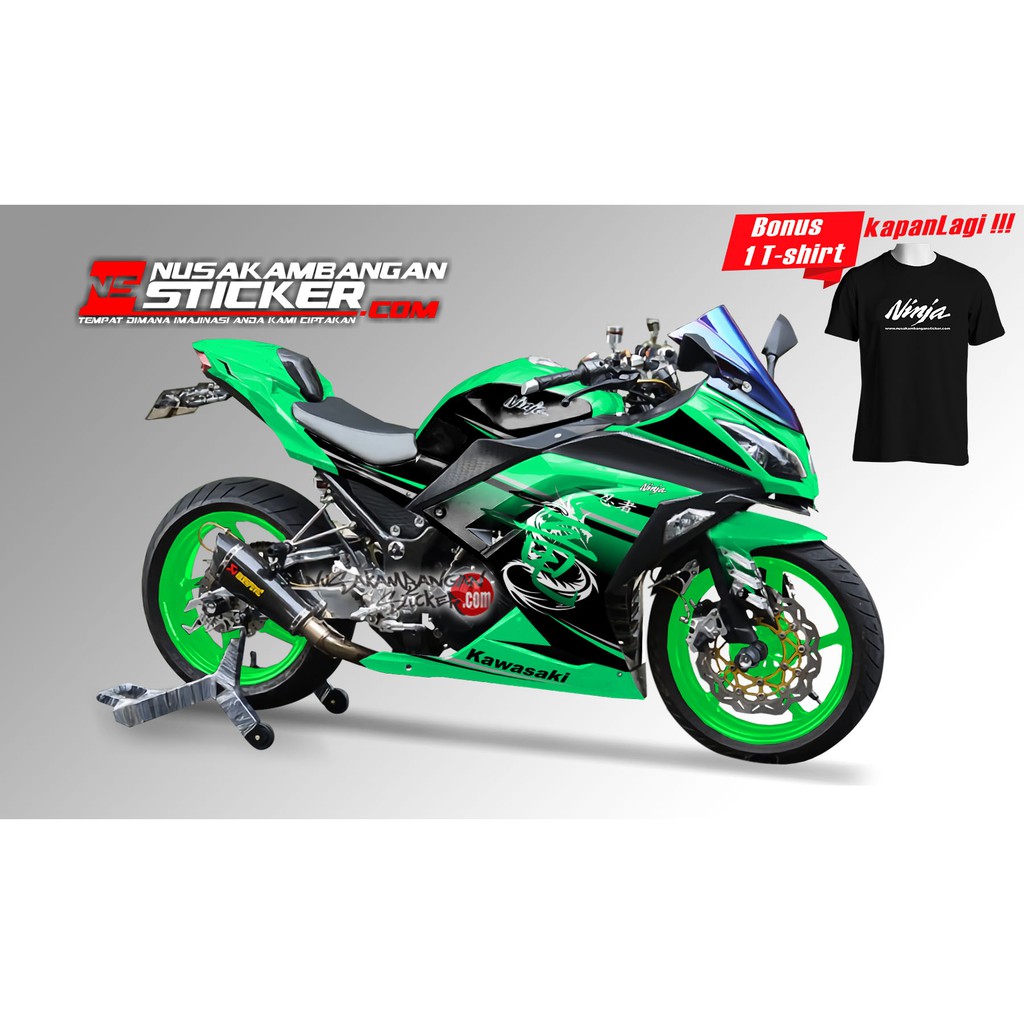 Decal-Ninja 250 Fi-Kanji Dragon hijau tosca