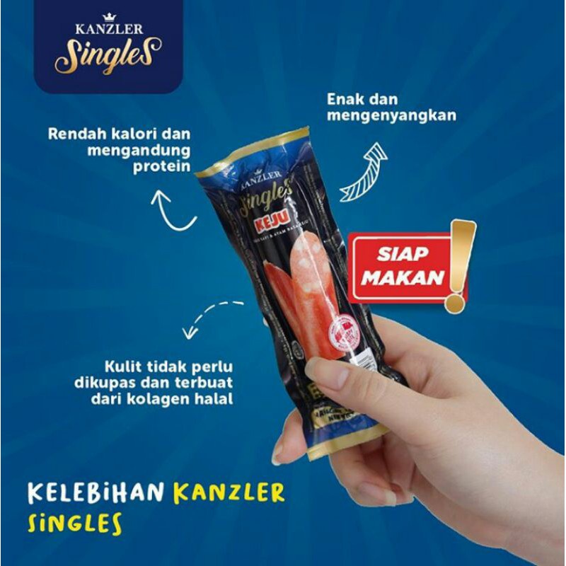 sosis kanzler singles keju / original / mini / hot / bakso keju / bakso original 65gr all varian / kanzler kanzler