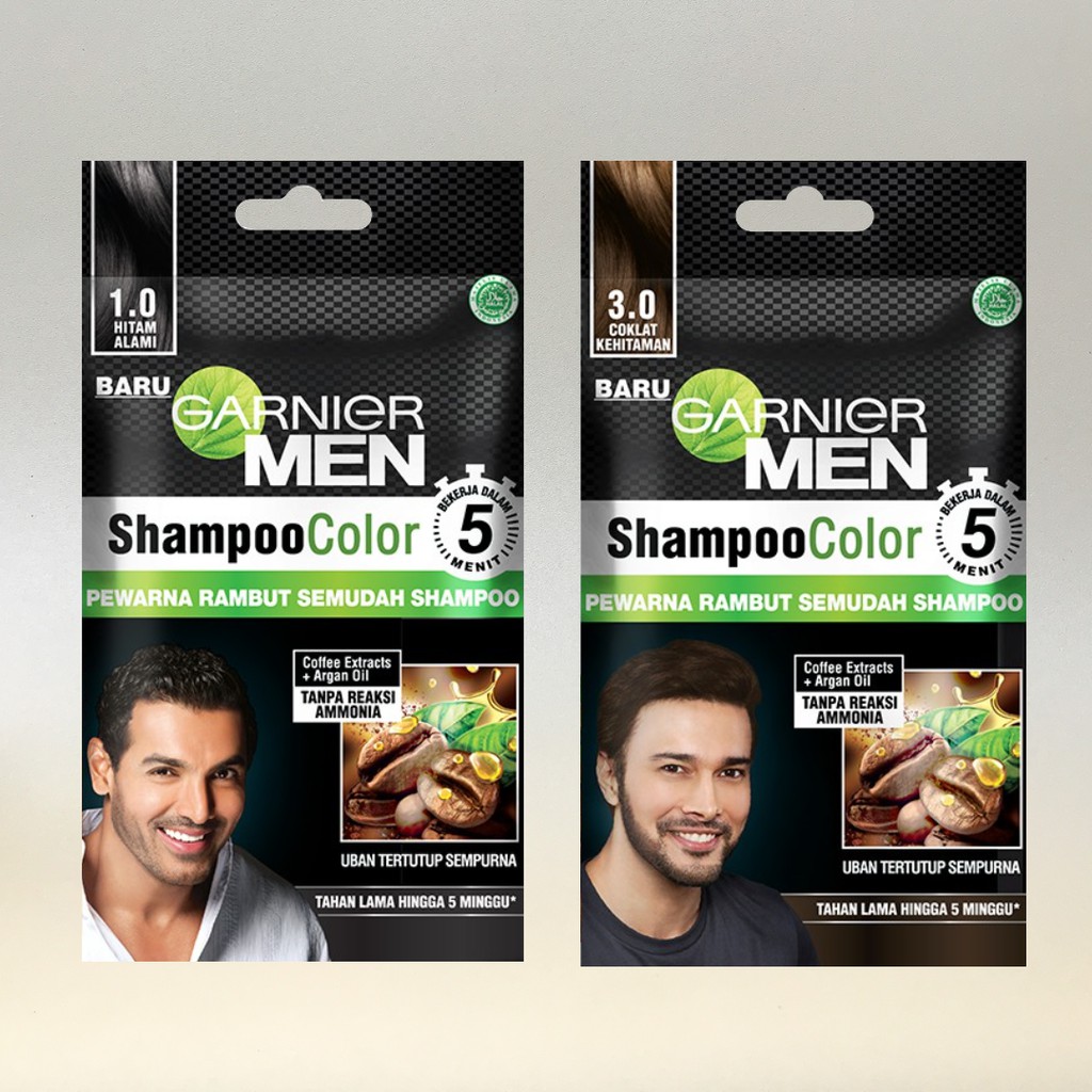 Jual Garnier Men Shampoo Color Hitam Alami Coklat Kehitaman ( Pewarna