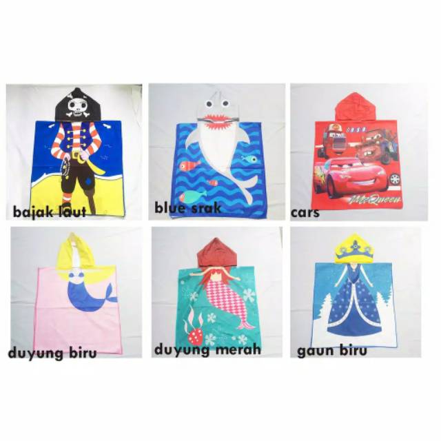 Handuk ponco anak motif karakter