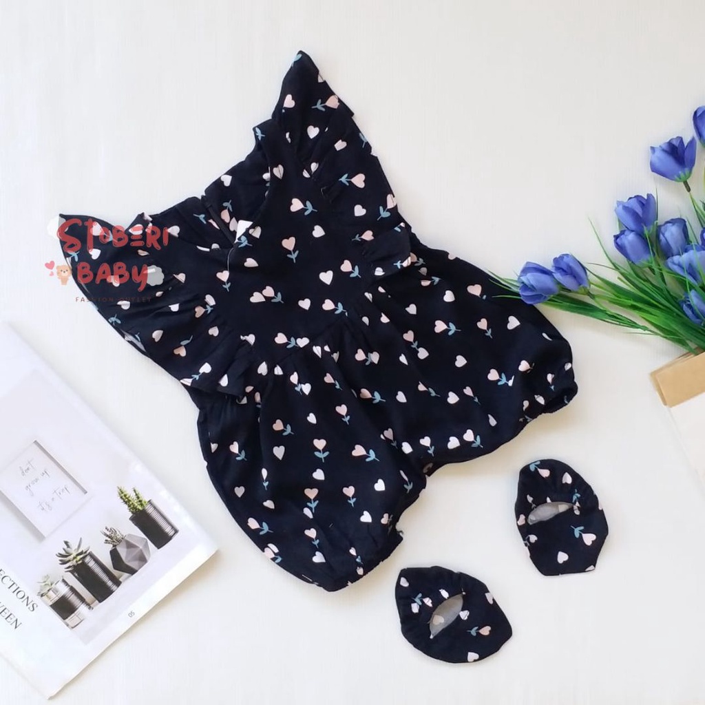 stoberi baby - BBB JUMPSUIT ZEELAA setelan anak perempuan jumper bayi motif bunga lucu free sarung kaki PART 3