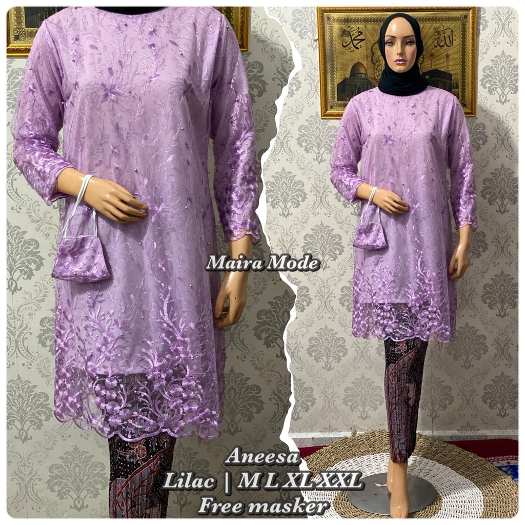 KEBAYA MODERN TUNIK SET PRISKET/ BROKAT TILLE SET PRISKET/FREE MASKER