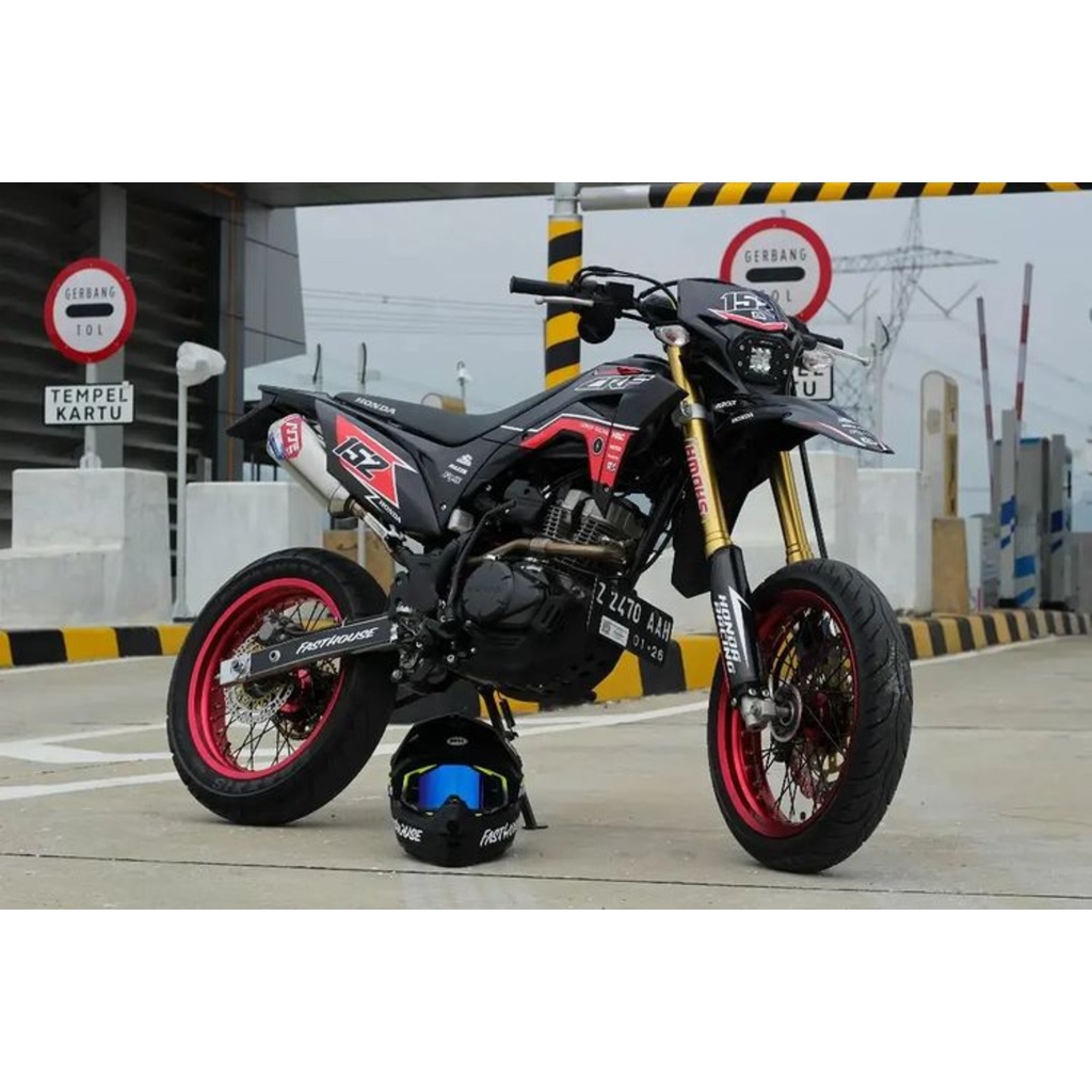 DECAL HONDA CRF 150L DOFF SIMPEL HITAM MERAH CRF-599