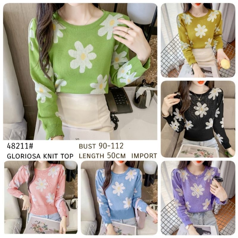 MDLV 48211 GLORIOSA KNIT TOP KOREA BLOUSE RAJUT BLOUSE KOREA ATASAN RAJUT BAJU RAJUT FASHION IMPORT