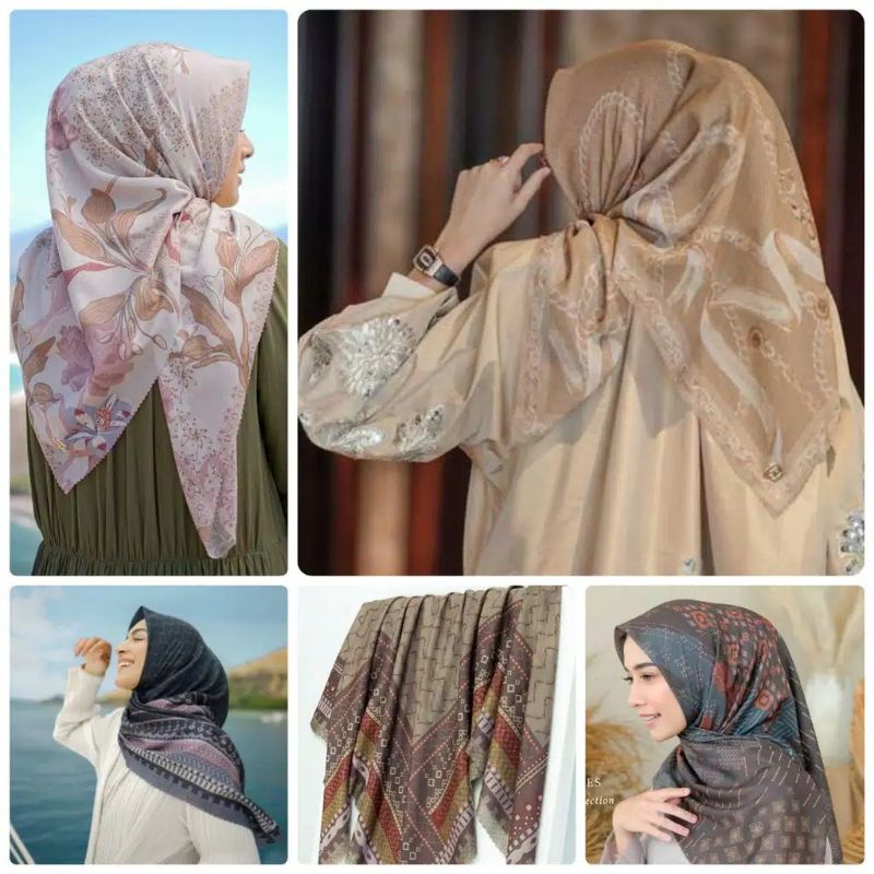 NEW Jilbab Voal Motif Premium Square Lasercut Kerudung NN Segi empat Motif Hijab Grosir Murah BDG