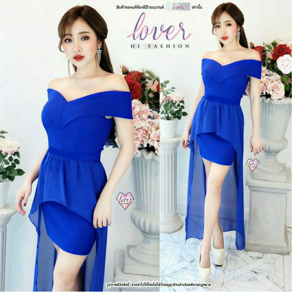 DRESS PARTY WANITA 353 LESSY BIRU ONLY /DRESS BODYCON PANJANG SEXY RUMBAI DALAM ROK MINI /BODYCON MI