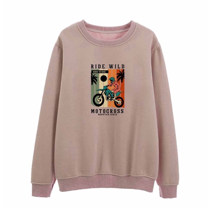 Sweater Crewneck Pria Born To Ride Golden Fleece Size M - XXL