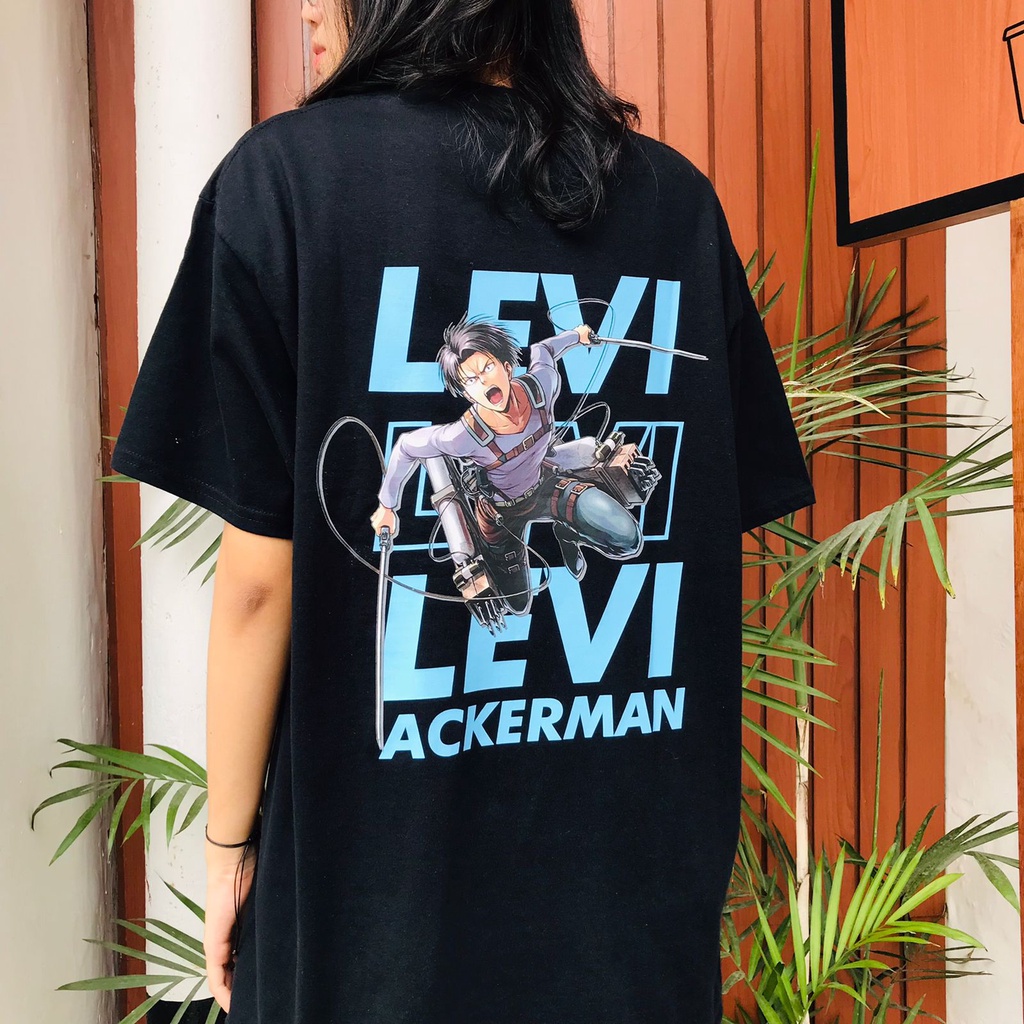 Kaos Levi Special Corps Black Anime Manga Attack On Titan SNK Premium Unisex