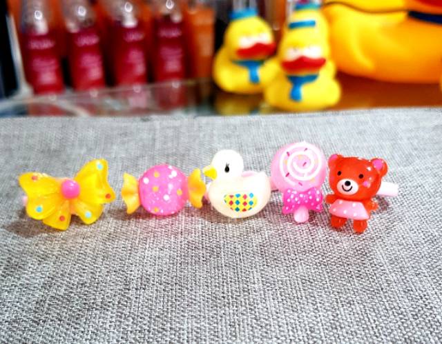 5 buah Cincin anak karakter imut lucu varian motif Random