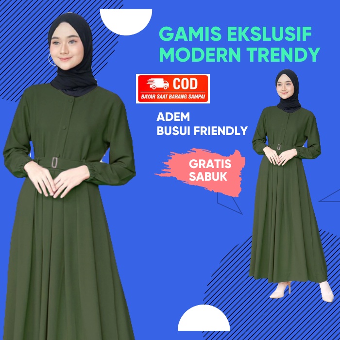 BAJU GAMIS PREMIUM TERBARU MURAH DEWASA REMAJA POLOS BUSUI ARMY ALL SIZE ORI