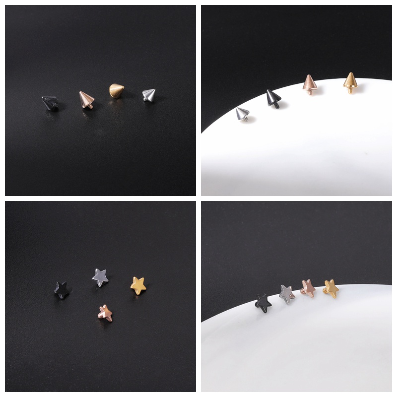 1pc Anting Tindik Bentuk Jangkar / Bulan / Bintang / Bunga Bahan Surgical Steel