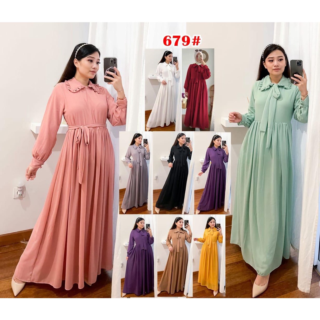 679#dress fashion muslim / baju dres maxi baju wanita/Gamis wanita/dress muslim