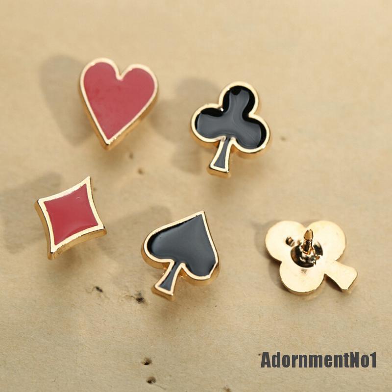 (Adornmentno1) 4pcs / Set Bros / Pin Motif Kartu Poker Untuk Aksesoris Tas Ransel / Pakaian