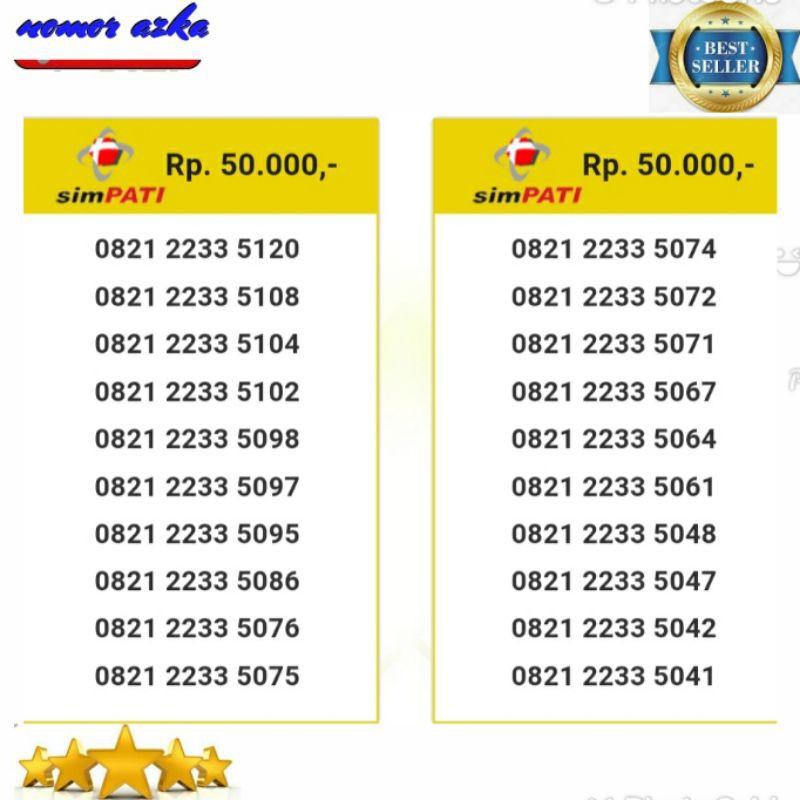 Nomor Cantik Kartu Simpati Tengah Double AB 2323 BSM02