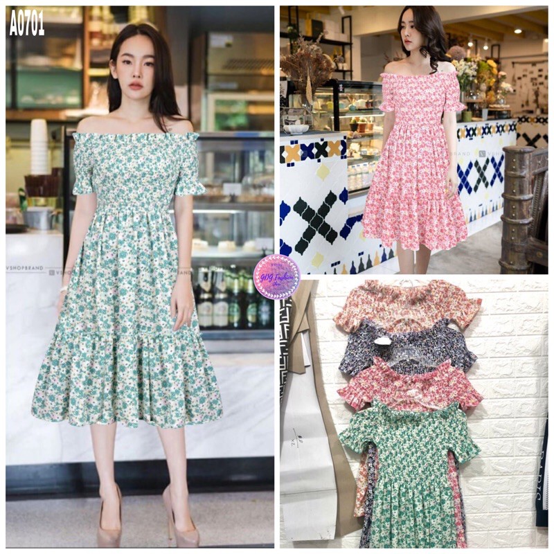 GDG Fashion Pakaian Perempuan Dress Terusan Casual Smoke Sabrina Kerut Dada Katun Import