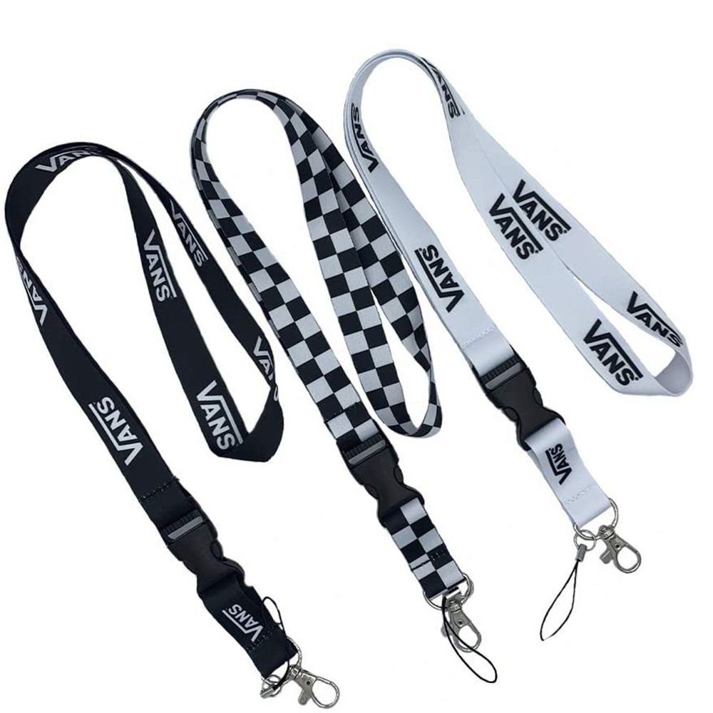 QUINTON 2 in 1 Fashon Brand Lanyard Anti-lost Phone Hang Rope Vans Pattern for keys Whistle Key Ring Holder Phone Lanyard Strap Durable Name Tag Holder Phone Badge Neck Straps