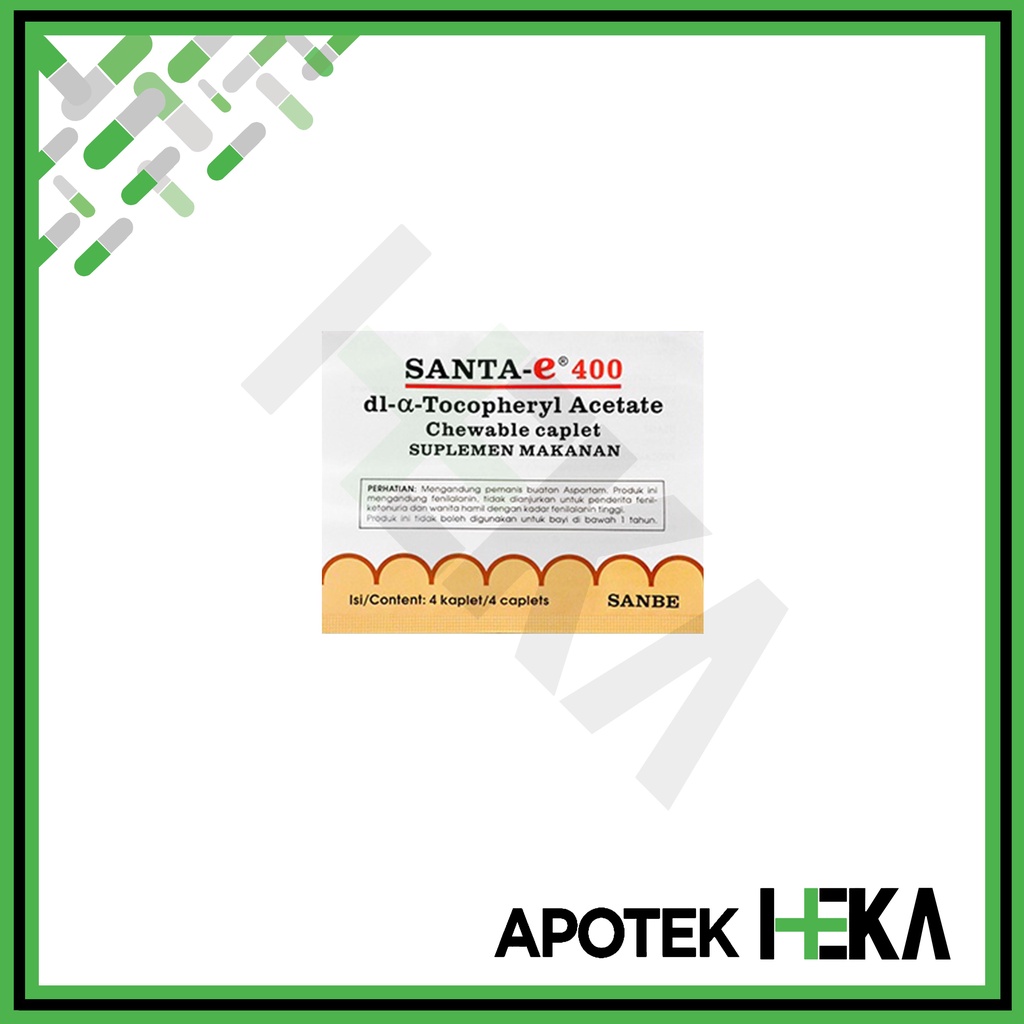 Santa E 400 IU Kaplet Strip isi 4 Tablet - Suplemen Vitamin E (SEMARANG)