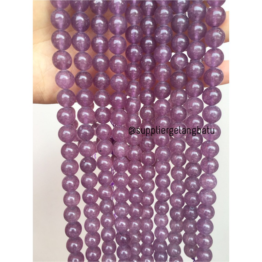 batu agate 10mm ungu bening clear purple cubung aksesoris fashion ol grosir kerajinan bahan craft