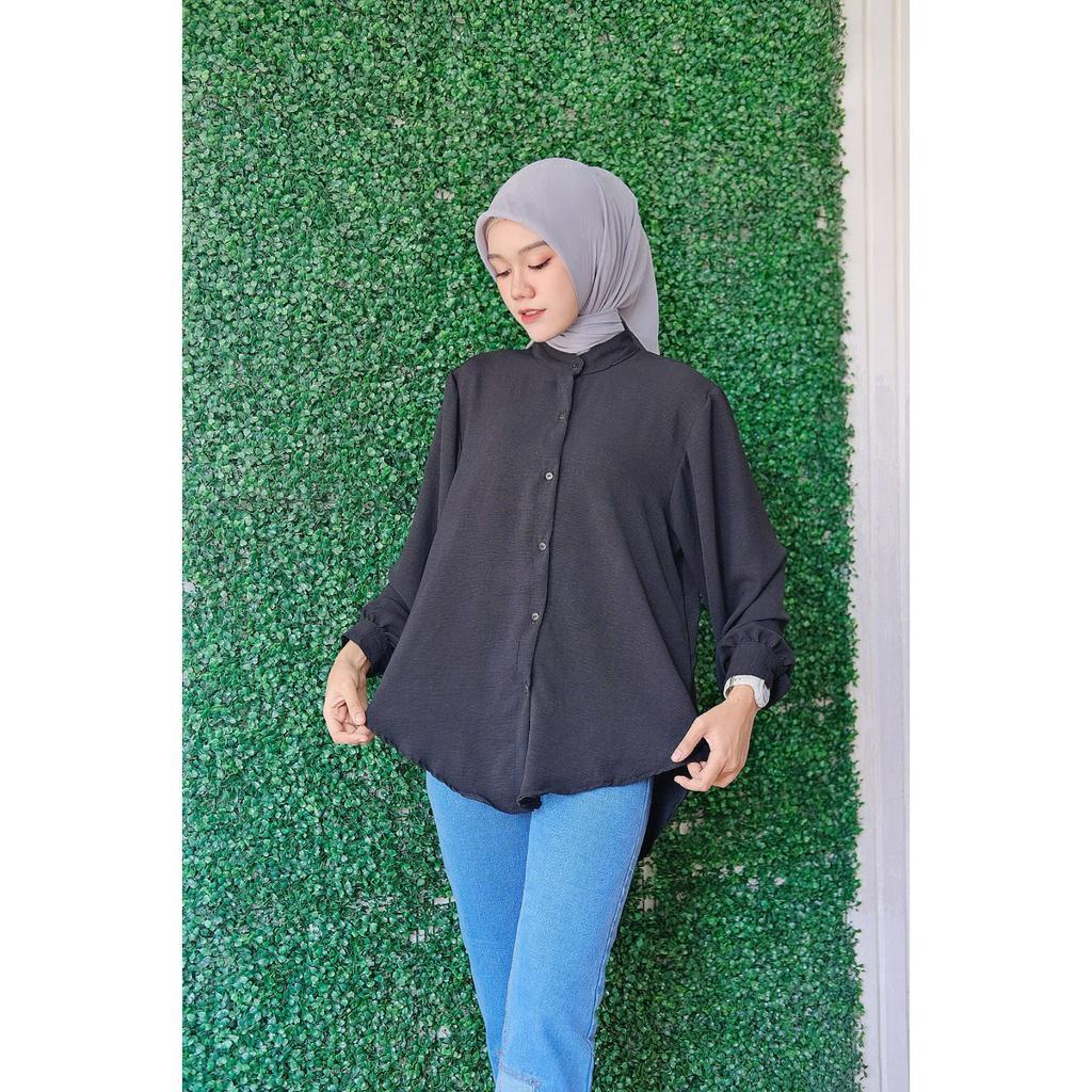 Gewa Kemeja Crinkle Oversized Olivia Shirt - Daily Blouse Oversize Polos - OLIVIA SHIRT KEMEJA WANITA OVERSIZED LINEN