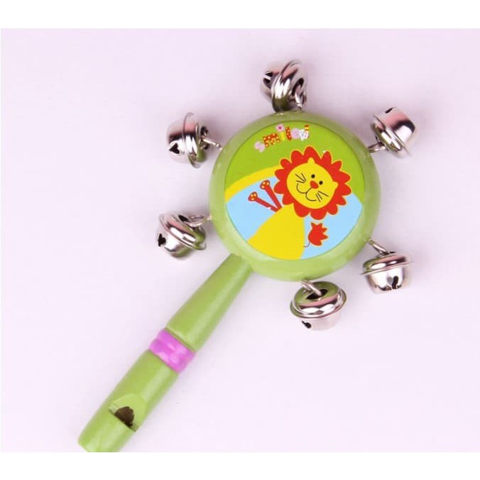 BABY TAMBORINE SHAKER/ Kerincingan Mainan Bayi/ Peluit Kayu - AHM218