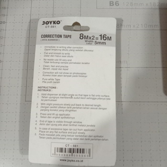 

Produk Unggulan Corection Tape 'Joyko' Ct-561+Refill/Isi Ulang ,16M Murah