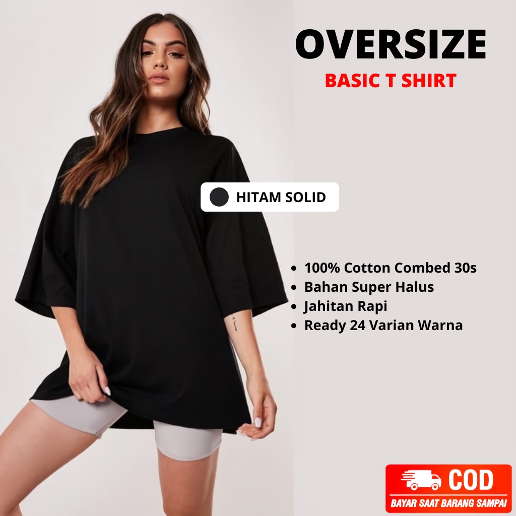 Kaos Oversize Wanita Pria Oversized T Shirt Jumbo Big Size Polos Kaos Oblong Cewek Cotton Combed 30S