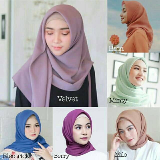 Jilbab segi empat bella square kerudung tidak licin bahan ...