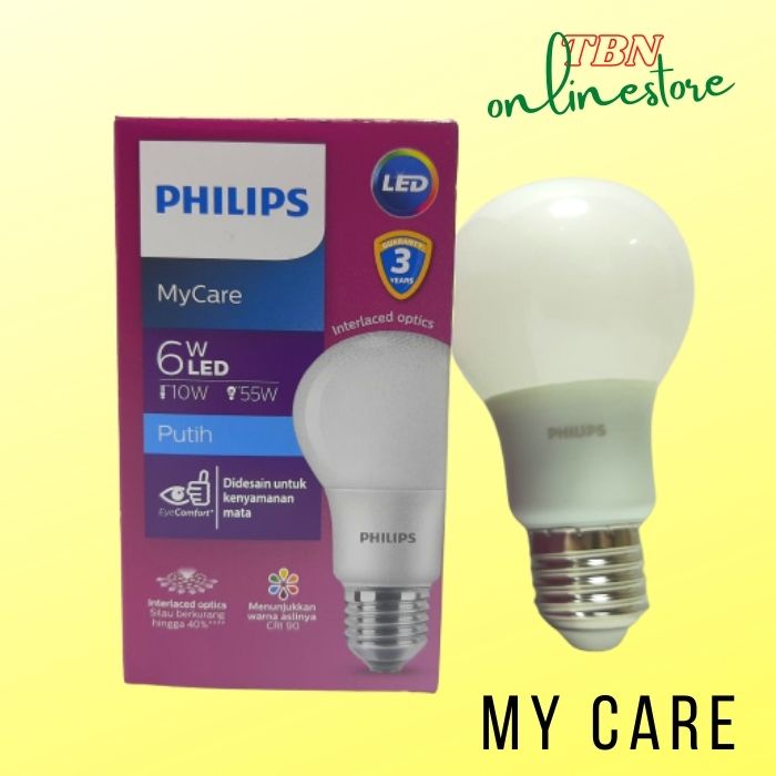 Lampu LED Philips MyCare LEDBulb 6W E27 6500K 230V Putih