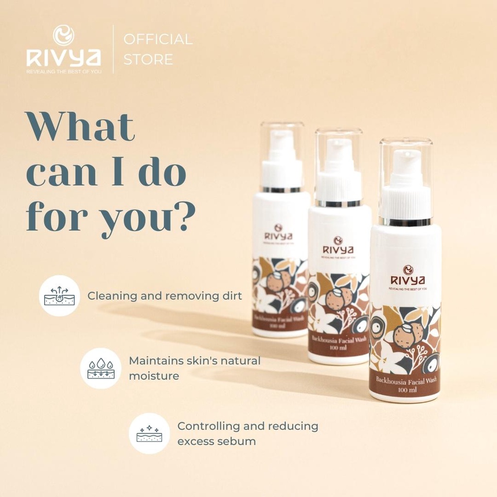 RIVYA Backhousia Facial Wash 100ML / Sabun Cuci Muka / Pembersih Wajah Anti Keset