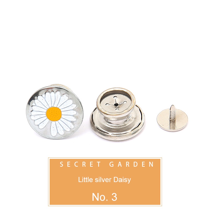 Kancing Jeans Logam Simple Adjustable Kancing Pengait Celana Panjang Jeans Denim Desain Kancing Kait Gesper Denim Bunga Daisy Warna Putih Kait Kait Pengecil Lingkar Pengait Pengecil Pinggang-20