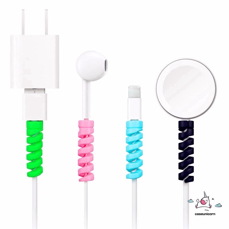 5pcs Kabel Data / Charger Spiral untuk Cable Winder Saver for iPhone / oppo / vivo / Huawei / Samsung