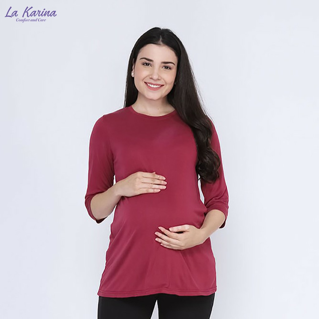 LA KARINA Atasan Blouse Ibu Hamil Polos Yoshie Y-29003 - Maroon