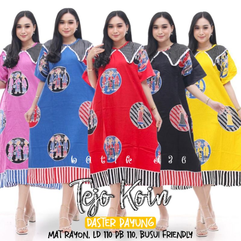 (Semerbak) Daster murah solo Jogja berkualitas meriah payung motif batik polos rayon super Krah Tejo Koin Rayon halus busui menyusui adem baju santai tidur rumahan wanita kekinian modern milenial promo dijual