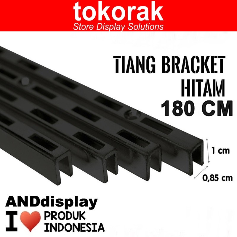 TIANG BRACKET HITAM 180CM BRAKET PENYANGGA RAK DISPLAY ANDDISPLAY